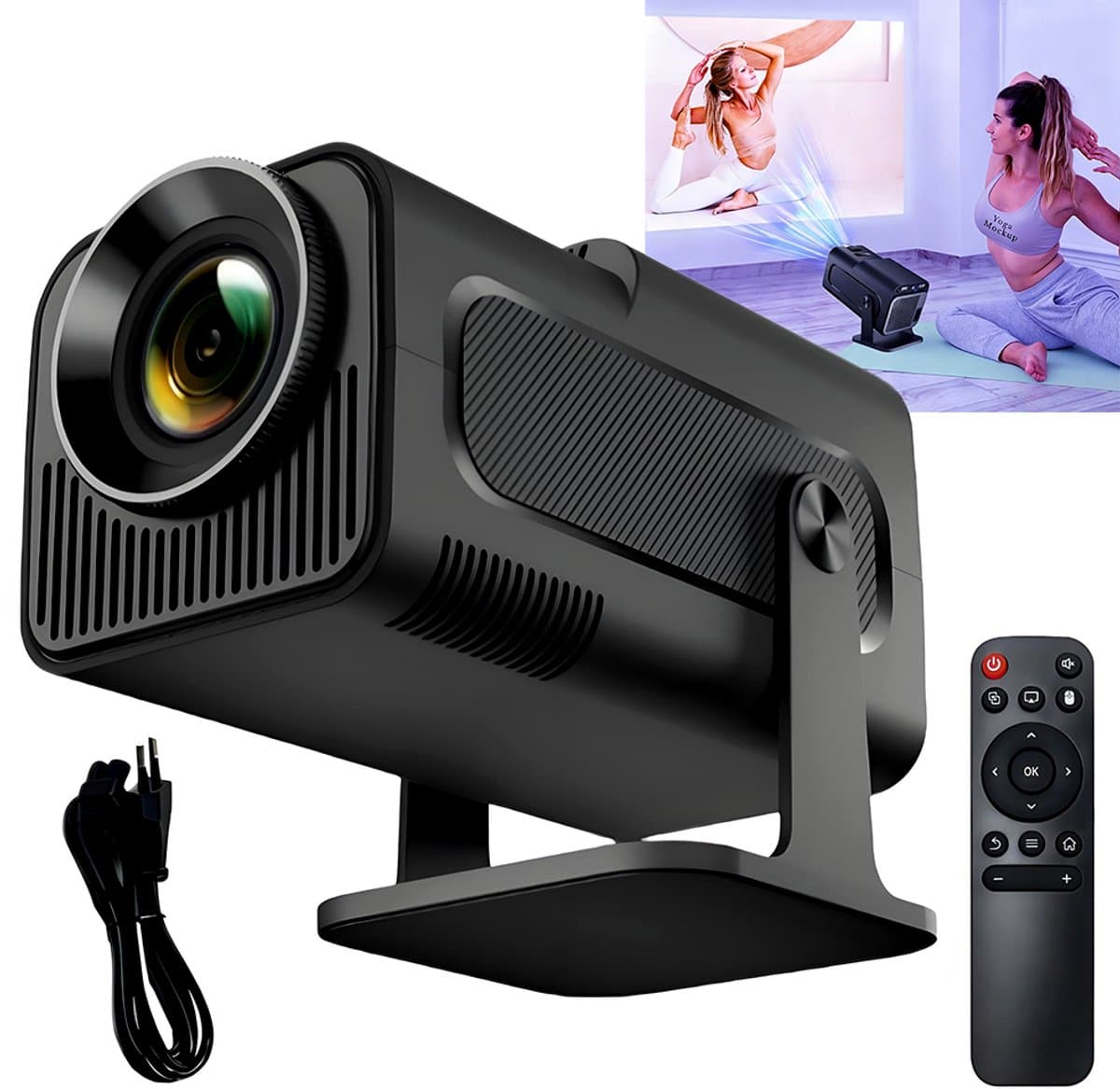 Smart Projector - Draagbare mini-projector – Full HD-projector - Ingebouwde Android TV, Wi-Fi en draaibare luidsprekers – Android 11-projector – Home cinema-projector – Zwart — afbeelding 1