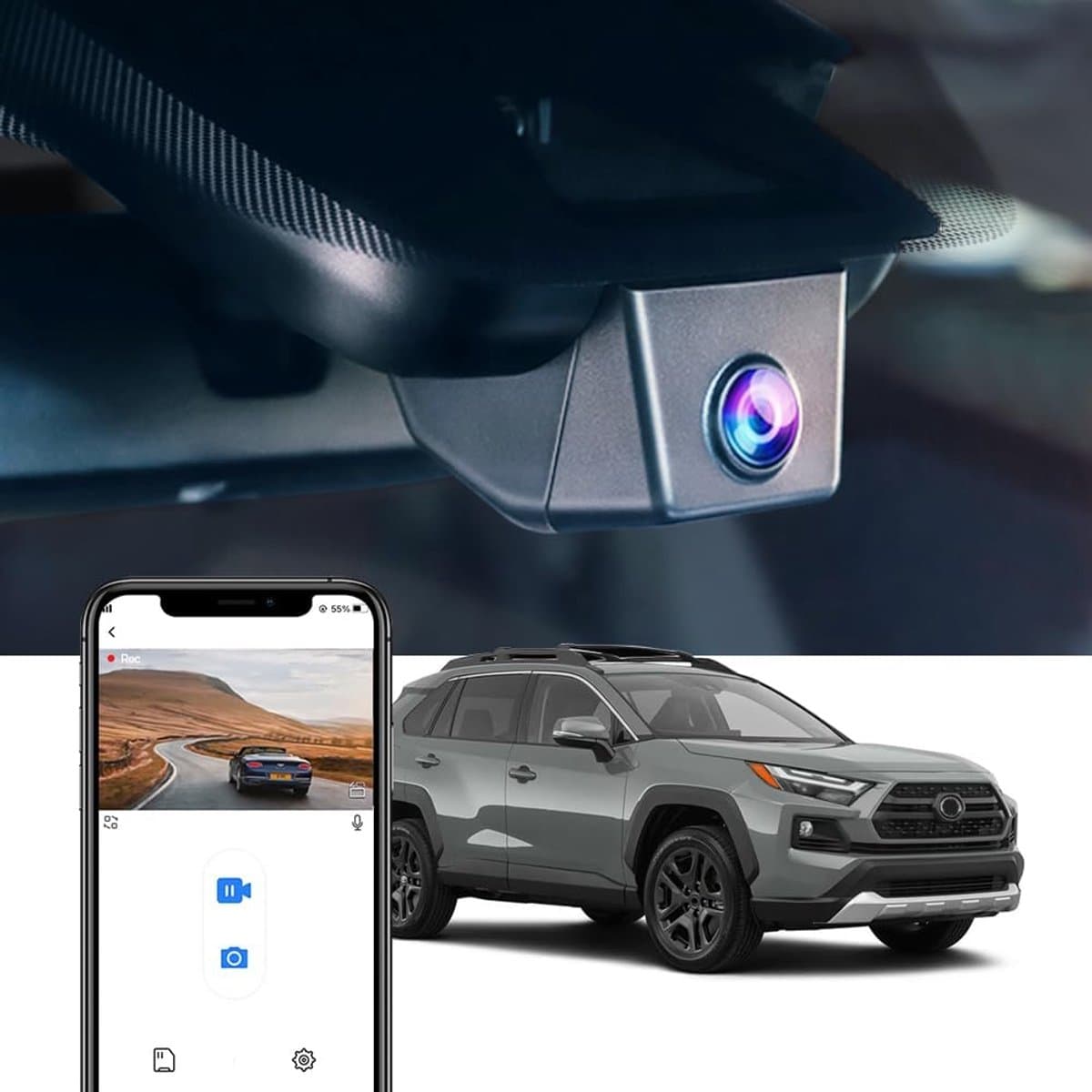 4K Dash Cam Geschikt voor 2022-2025 Toyota RAV4 LE XLE Limited XSE Adventure SE Premium Hybrid Gen5 (Model B), UHD 2160P Video WiFi, G-Sensor, Loop Recording, Plug & Play, 64GB Card — afbeelding 1