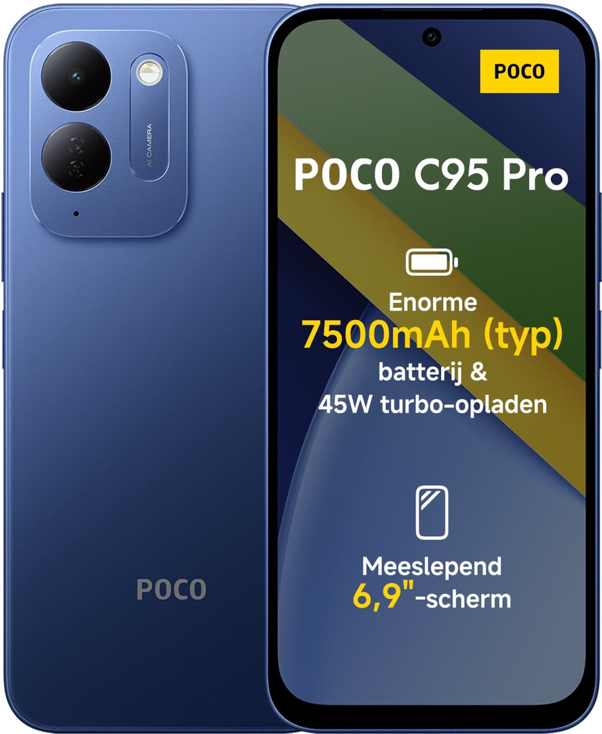 Xiaomi POCO C95 Pro - 6GB RAM - 128GB - Blue - 7500mAh batterij met 45W turbo-opladen - Aangedreven door 45W turbo-opladen - Meeslepend 6.9" display — afbeelding 1