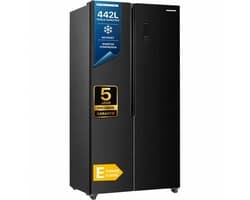 Heinner HSBS-HM442NFGBKE++ Amerikaanse Side-by-Side Koelkast – 442 L – No Frost – Deur-open Alarm – Super Koelen & Super Vriezen – Zwart – 5 Jaar Garantie