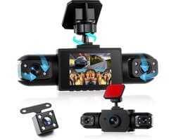 4-kanaals dashcam auto 360 graden, met 4 camera's 1080p voor en achter links, rechts, 2 inch 1080p dashcamera