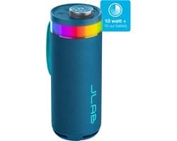 JLab Go Bluetooth Speaker Draadloos - Draagbare Muziekbox - 16 uur Batterijduur - 10 Watt - Bass Boost - IPX6 Waterproof - Multipairing - Instelbare Party Lights - App Equalizer - Blauw