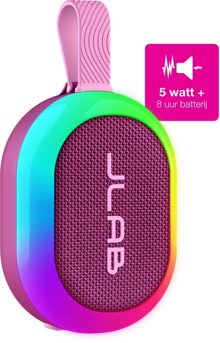 JLab Pop Mini Bluetooth Speaker Draadloos - Draagbare Muziekbox - 8 uur Batterijduur - 5 Watt - IPX6 Waterproof - Multipairing - Instelbare Party Lights - App Equalizer - Roze — afbeelding 1