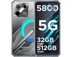 DOOGEE Blade GT Pro 5G - Smartphone - Robuuste Smartphone - 32GB RAM + 512GB ROM/2TB TF - Android 14 - 5800mAh/18W - 6,72 inch FHD+ 120Hz Scherm - IP68 Waterdicht - Dimensity 7025 - 100MP AI Camera - Face ID - RGB LED - NFC - Zilver