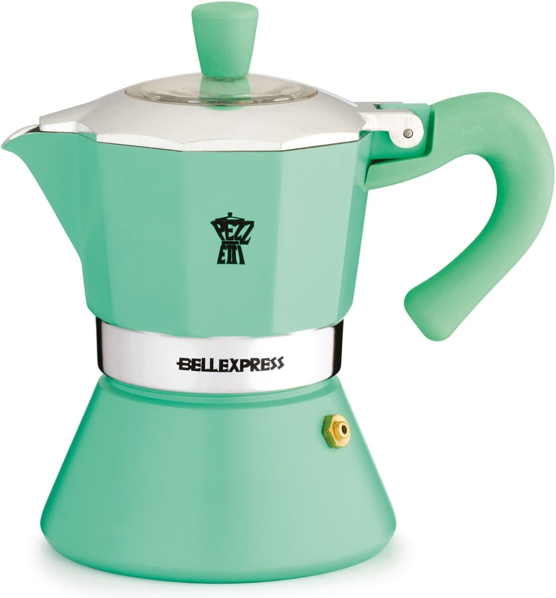 Italiaans koffiezetapparaat - PEZZETTI - BELLEXPRESS - Aluminium - 6 kopjes - Geschikt voor alle kookplaten inclusief inductie - Turquoise — afbeelding 1