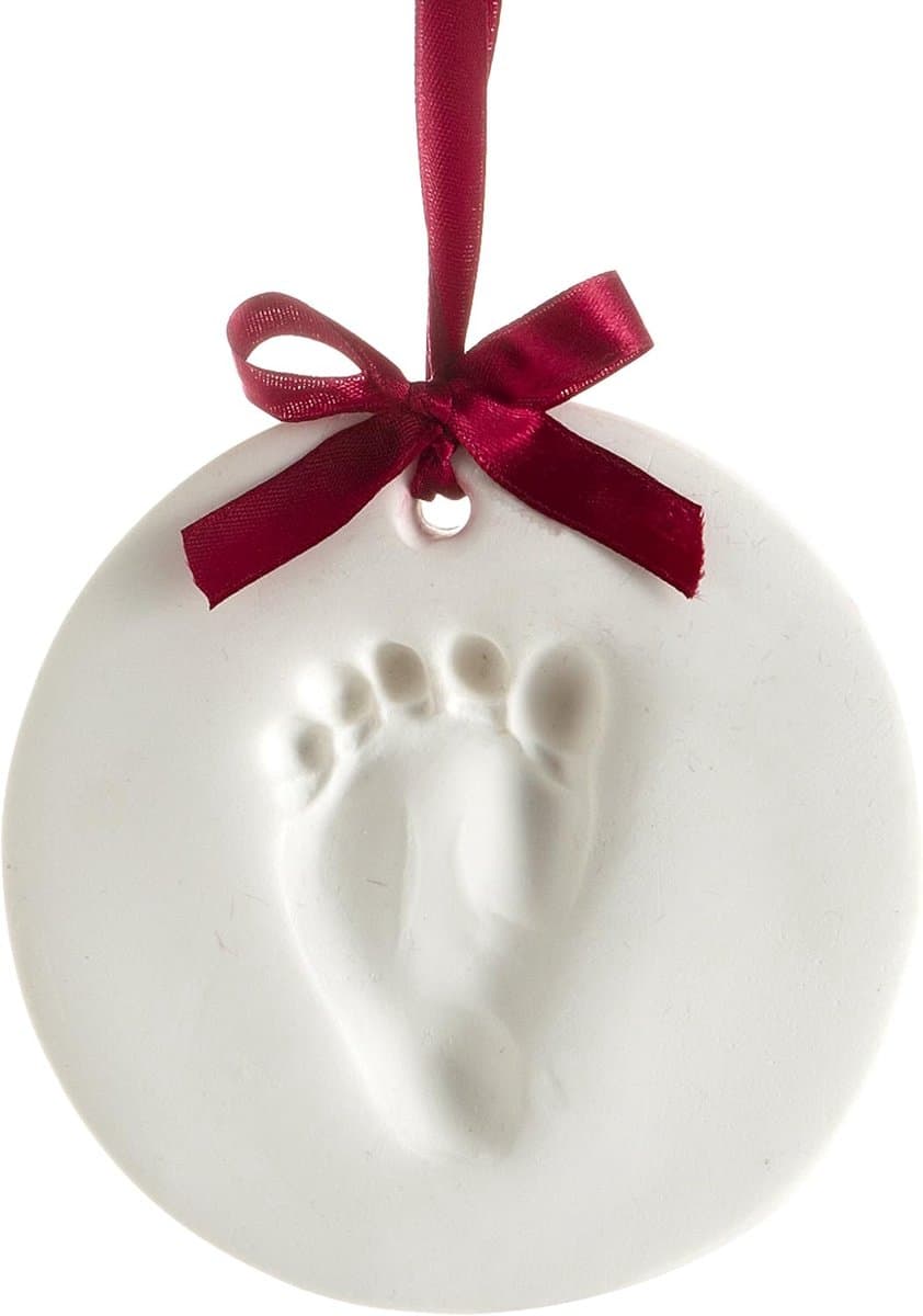 Voetafdruk- en handafdrukset van klei, souvenirornament, doe-het-zelf handafdrukmalset, geschikt voor baby's of huisdieren van 0-1 jaar, wit. — afbeelding 1