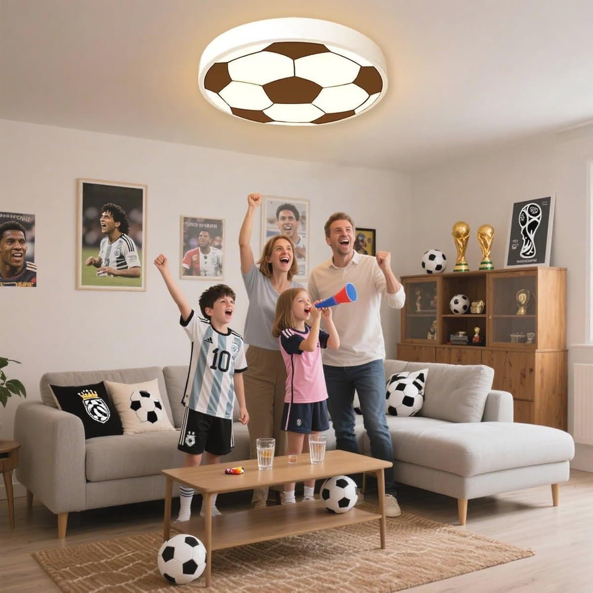 Dimbare Voetbal Plafondlamp voor Kinderen - 48W LED Verlichting met Afstandsbediening, Ø40 cm — afbeelding 1