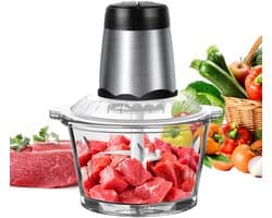 Zimoros Elektrische Voedsel Chopper - 2L - Groente & Vleesmolen - 2 Snelheden - Kleine Keukenmachine - Dicer Mixer - 300 Watt