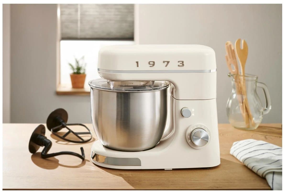 SILVERCREST® Keukenmachine 650 W - Inhoud mengkom: 3,7 L - Snelheden: 8 - Deze retro keukenmachine kan kneden, roeren en mixen - Met een 8-voudige snelheidsregeling met extra pulsfunctie - Krachtige 650 W motor - Grote, afneembare RVS mengkom — afbeelding 1