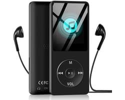 Ynkkvre - MP3-Speler met Bluetooth 4.2 - FM Radio - Dicatafoon - E-Book Functie - 32GB Opslag - 30 uur speeltijd