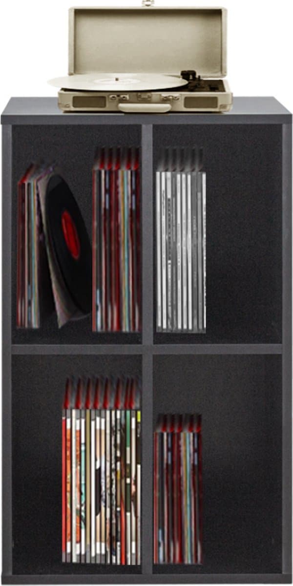 Vinyl lp platen kast - opbergen lp platen - platenspeler meubel - zwart — afbeelding 1