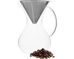 Pour Over Koffiepot - Koffiezetter - Koffie Opgietkan - Glas - Rvs - 600Ml