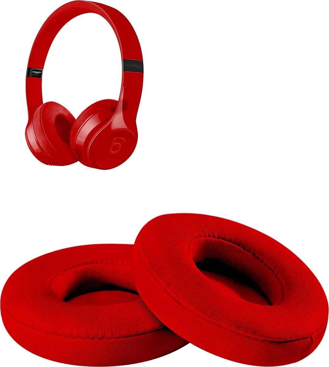 Oorkussens geschikt voor Beats By Dr. Dre Solo 2.0/3.0 wireless - Koptelefoon oorkussens voor Beats Solo rood — afbeelding 1