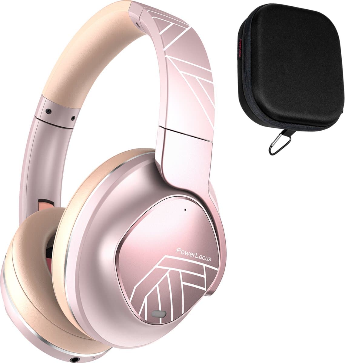 PowerLocus MoonFly Koptelefoon Over-Ear met Active Noise Cancelling, Draadloze Hoofdtelefoon, Voice Assistant Activation - Rose Gold — afbeelding 1