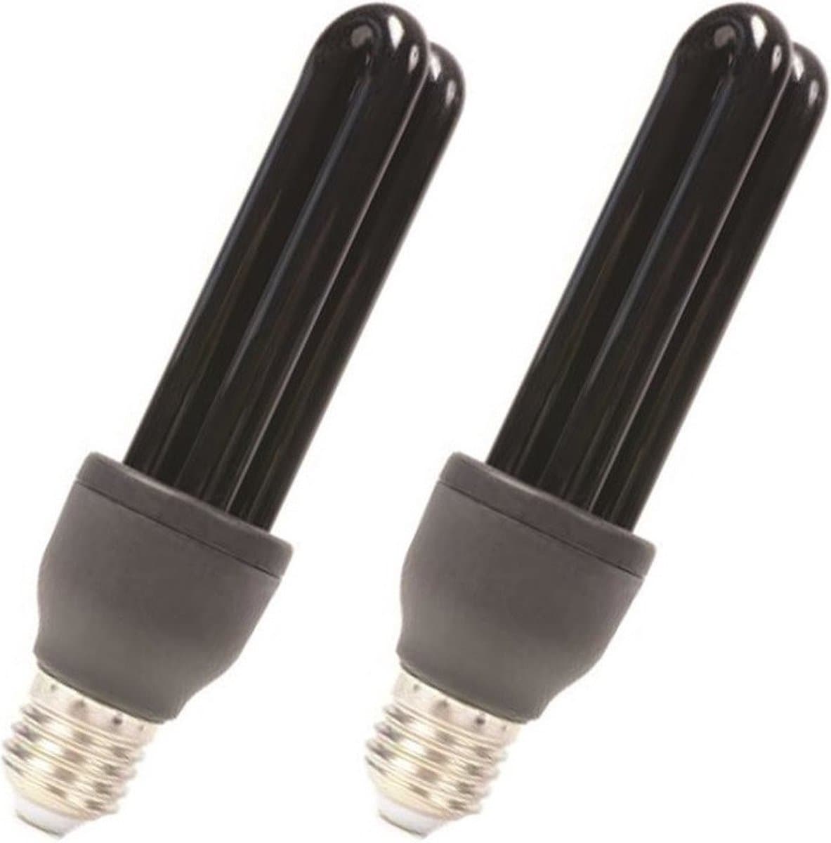 Blacklight lampen grote E27 fitting - 2x - 25 watt - 10 cm - feest verlichting - reservelamp - spaarlamp — afbeelding 1