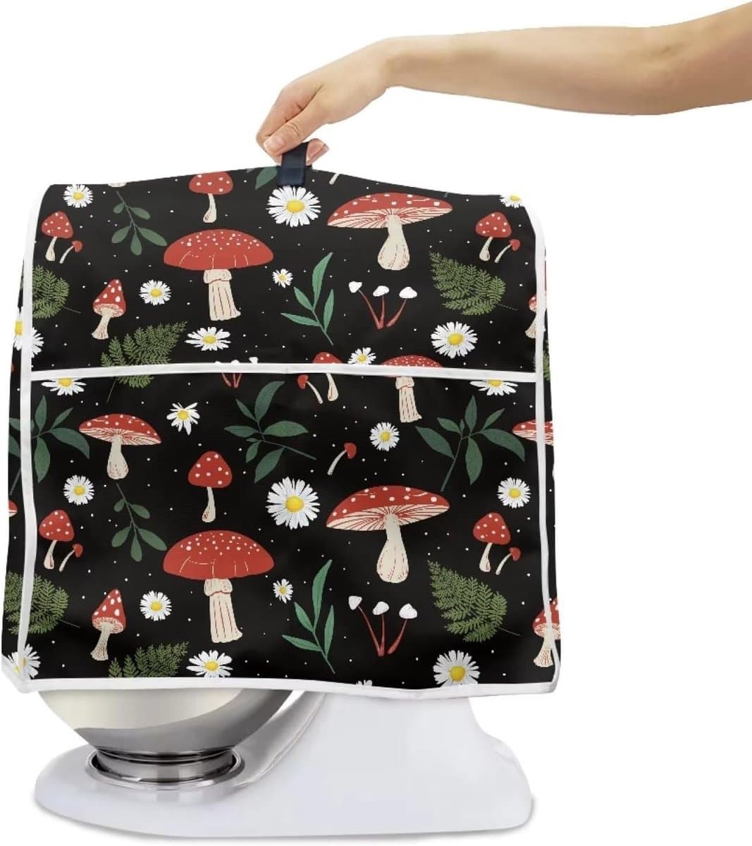 Mixerhoes - Keukenmachinehoes Stofhoes - Keuken Organisatie - Met Opbergvak - L - Bloemenprint — afbeelding 1