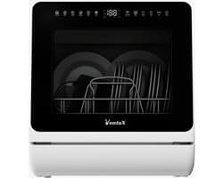 Ventux Mini Vaatwasser met Waterreservoir - 4-6 Couverts - 8 Programma's - Kleine Smalle Vrijstaande Vaatwasser - Mini Afwasmachine met UV-sterilisatie - Camping - Wit