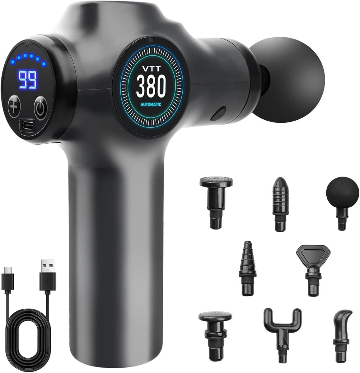 Thijox - Massagepistool - 99 Snelheden, Professioneel Mini-Massagepistool, LCD-Touchscreen, USB-C Oplader, Ideaal voor Sporters en Herstel — afbeelding 1