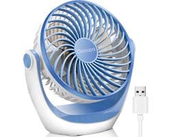 USB Bureauventilator - Stil - Mini Tafelventilator - 3 Snelheden - 360° Verstelbaar - USB Aangedreven - Opvouwbaar 17 cm