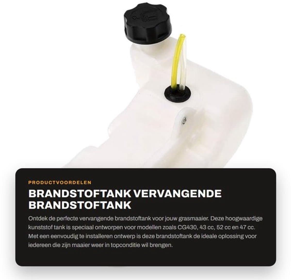 Brandstoftank vervangend - Kunststof - Compatibel met CG430/52CC/47CC - Duurzaam - Eenvoudig te installeren - Betrouwbaar grasmaaieraccessoire - Tank — afbeelding 1