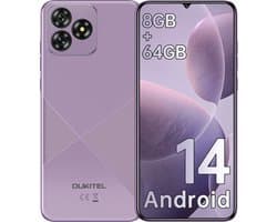 OUKITEL C53 mobiele telefoon, 6,6 inch HD, 8GB RAM+64GB uitbreidbaar tot 1TB, 4300mAh batterij, 13MP camera, Android 14