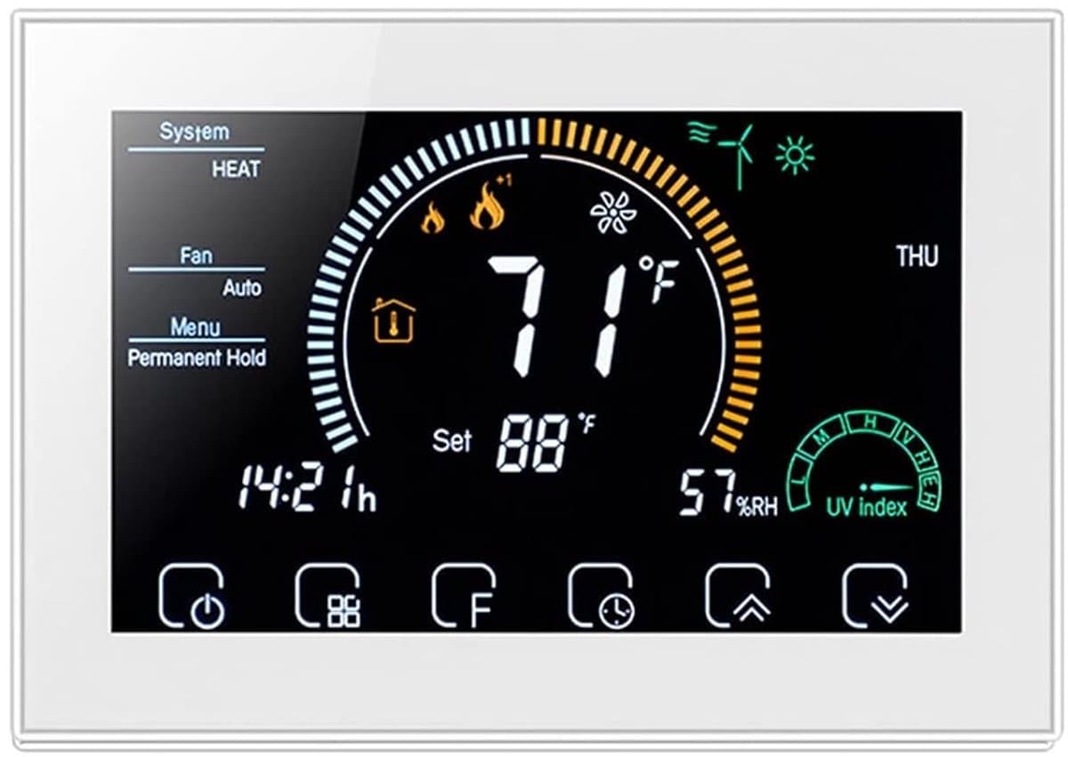 Digitale Thermostaathoes - Slimme Kamerthermostaat - Energie Besparen - Wekelijkse Programmering - 8 inch Display - Wit — afbeelding 1