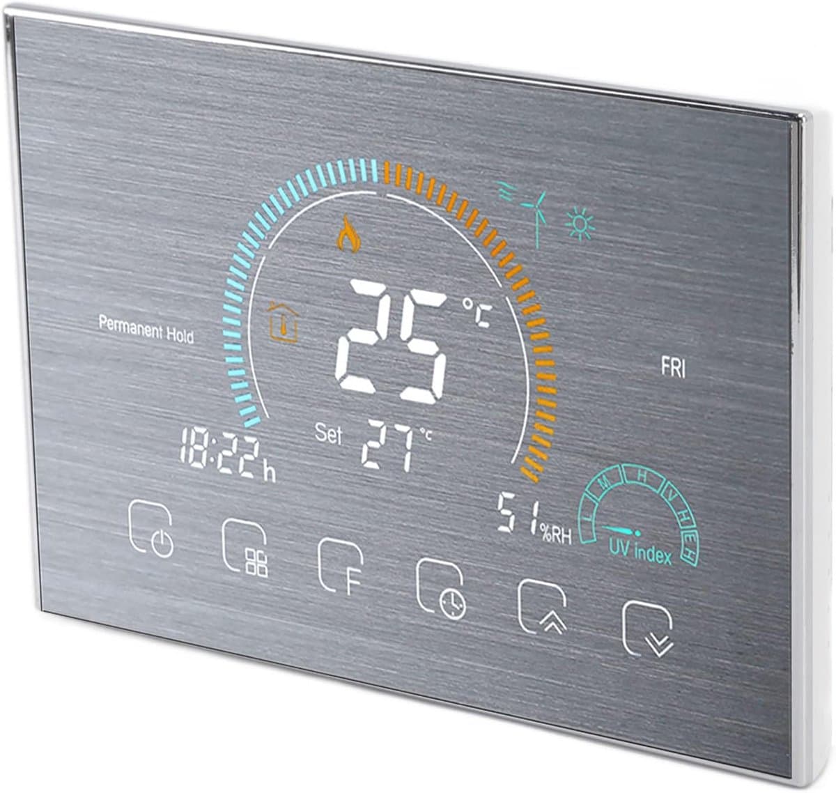 Slimme Thermostaat - Programmeerbare Thermostaat - Energie Besparen - Weersvoorspelling UV - 15 mm - Zilver — afbeelding 1