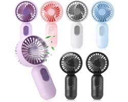 Set van 7 mini draagbare ventilatoren, schattig en lichtgewicht, kleine persoonlijke wimperventilatoren, 3 windsnelheden, USB oplaadbaar, unisex, geschikt voor make-up binnen en buiten en op reis (meerdere kleuren)