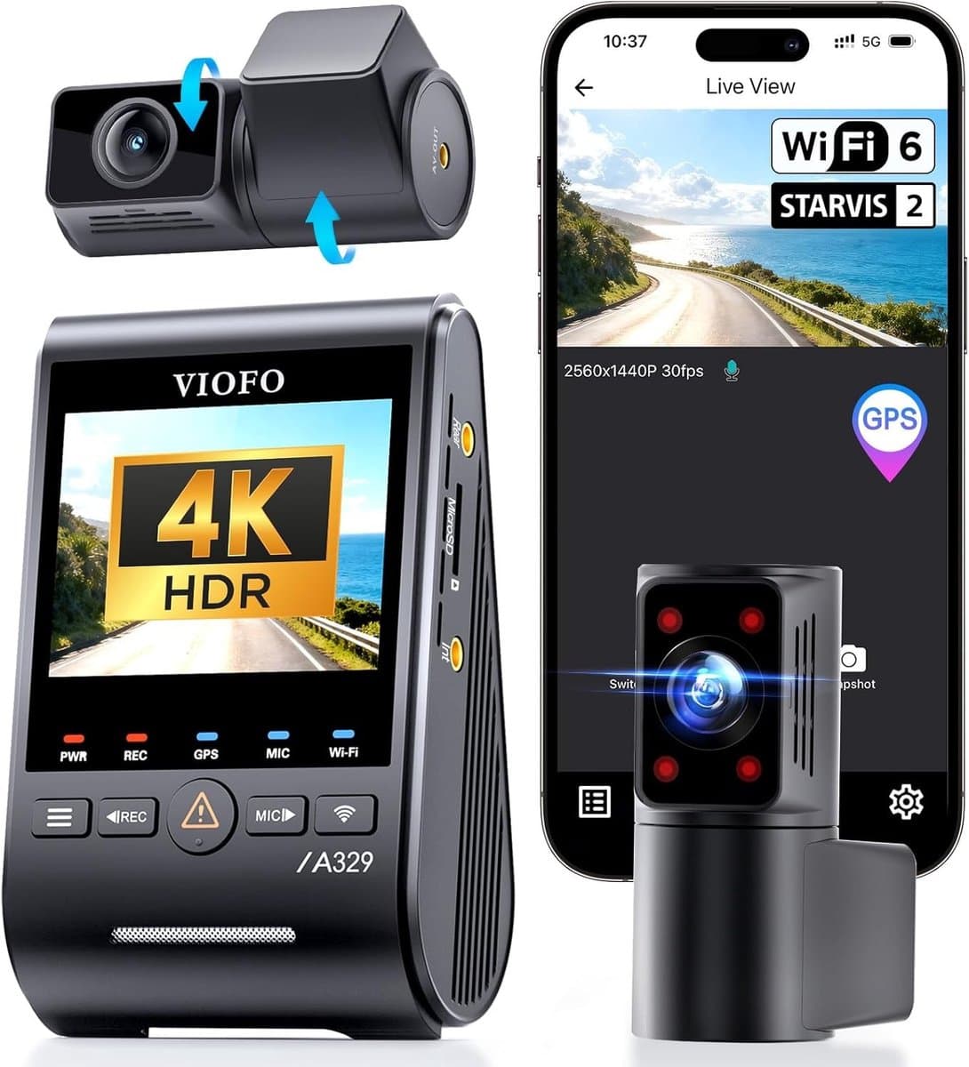 Dashcam - 3 Kanalen - 4K Voorzijde - Ultragroothoek - Voor Auto's — afbeelding 1