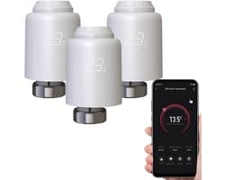Slimme Radiator Klep - Thermostaat Bediening - Energie Besparen - Wifi Direct Geen Hub - 58.4x58.4x97 mm - Wit