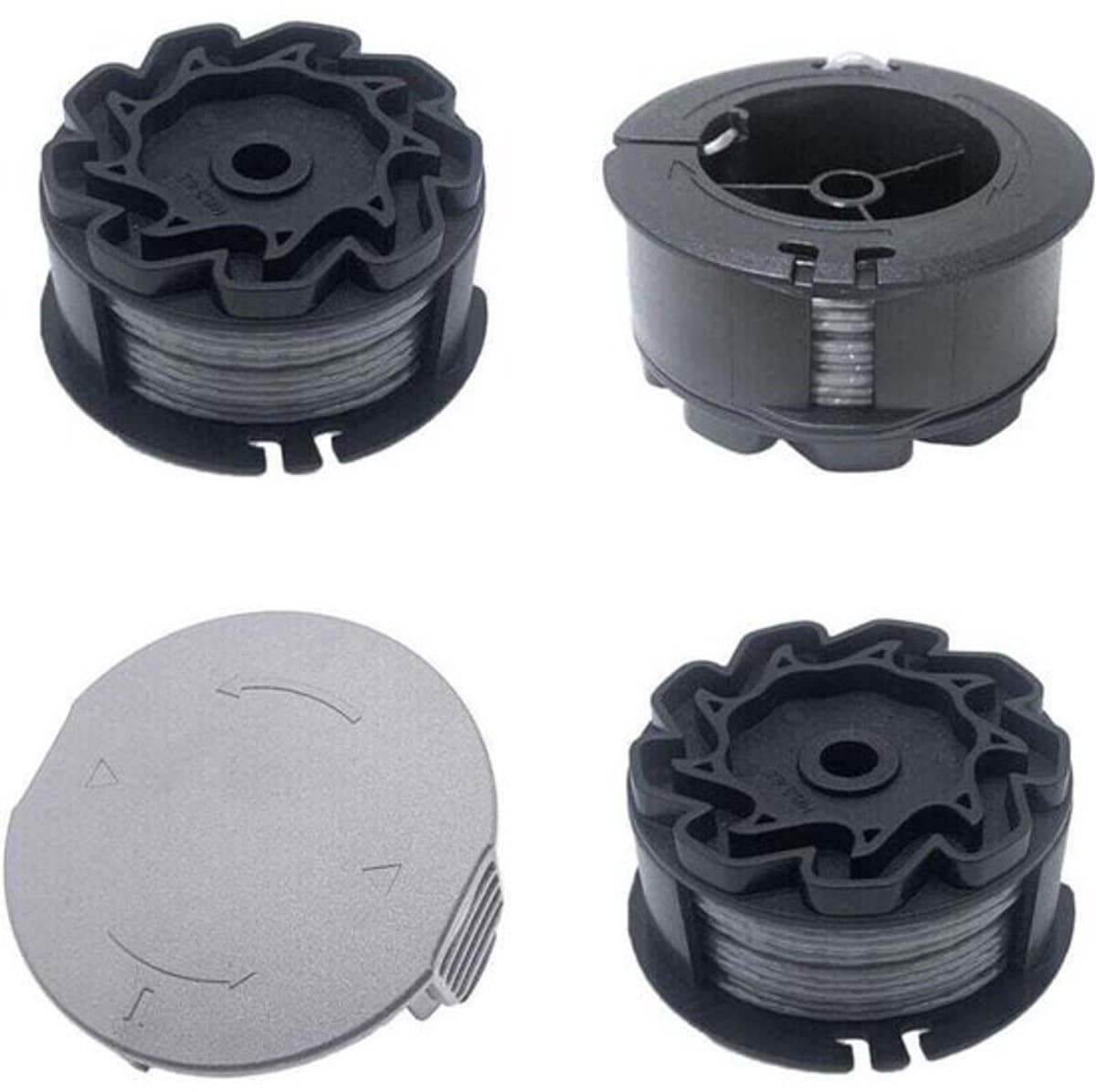 Drie vervangende spoelen geschikt voor Bosch Universal GrassCut 18V 26/18V 260/18/18 26/18 260 grasmaaiers, geschikt voor grasmaaier F016800570 en spoeldop 1600A01R5J (6 geschikt voorer, 1,6 mm). — afbeelding 1