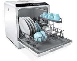 Tafelvaatwasser - Mini vaatwasser - Snel vaat reinigen - Met of zonder aansluiting - 4 couverts - Wit