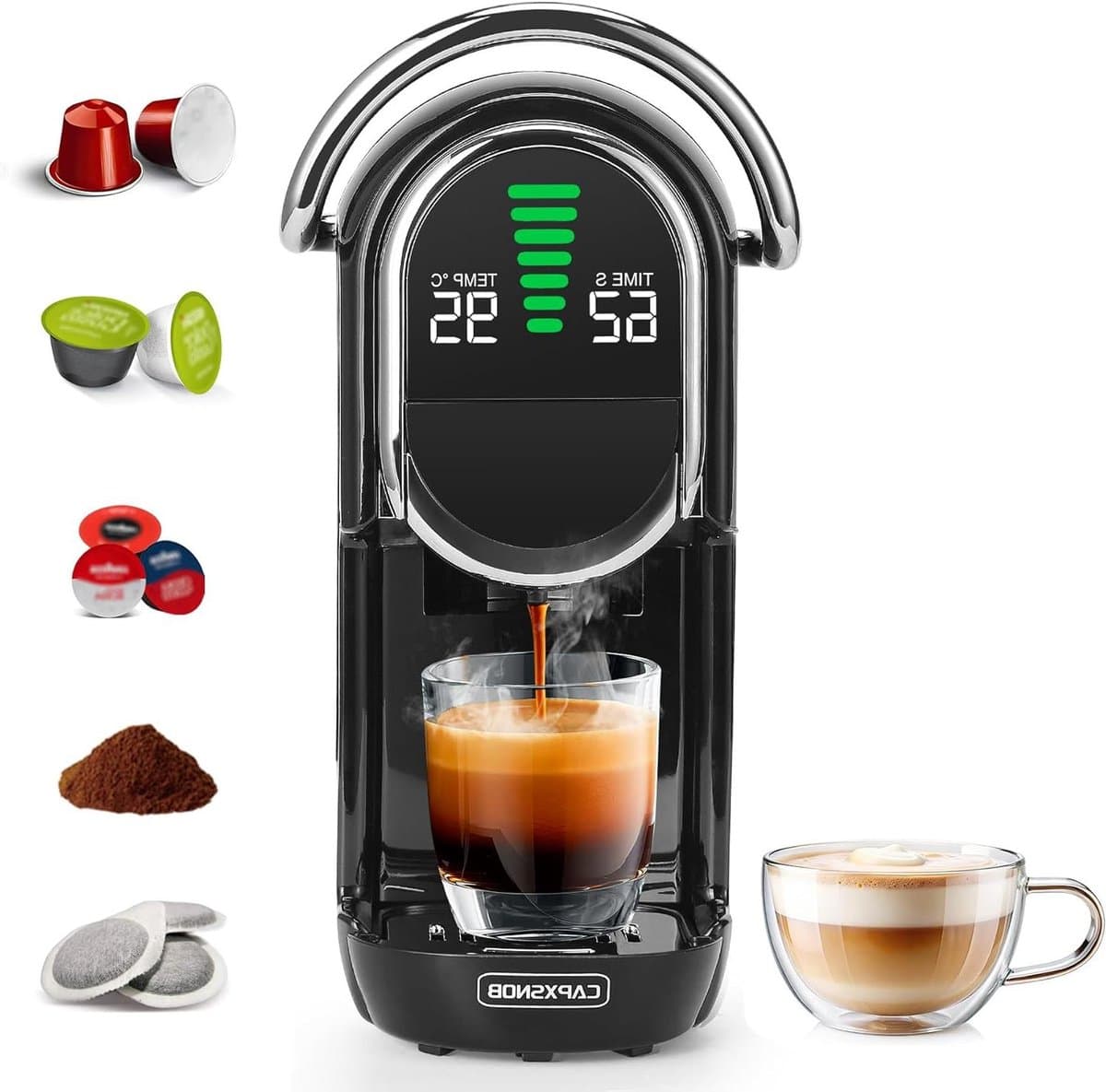 Koffiecupmachine - Koffiezetapparaat - Thuisgebruik - 5-in-1 veelzijdig - 06L reservoir - Zwart — afbeelding 1