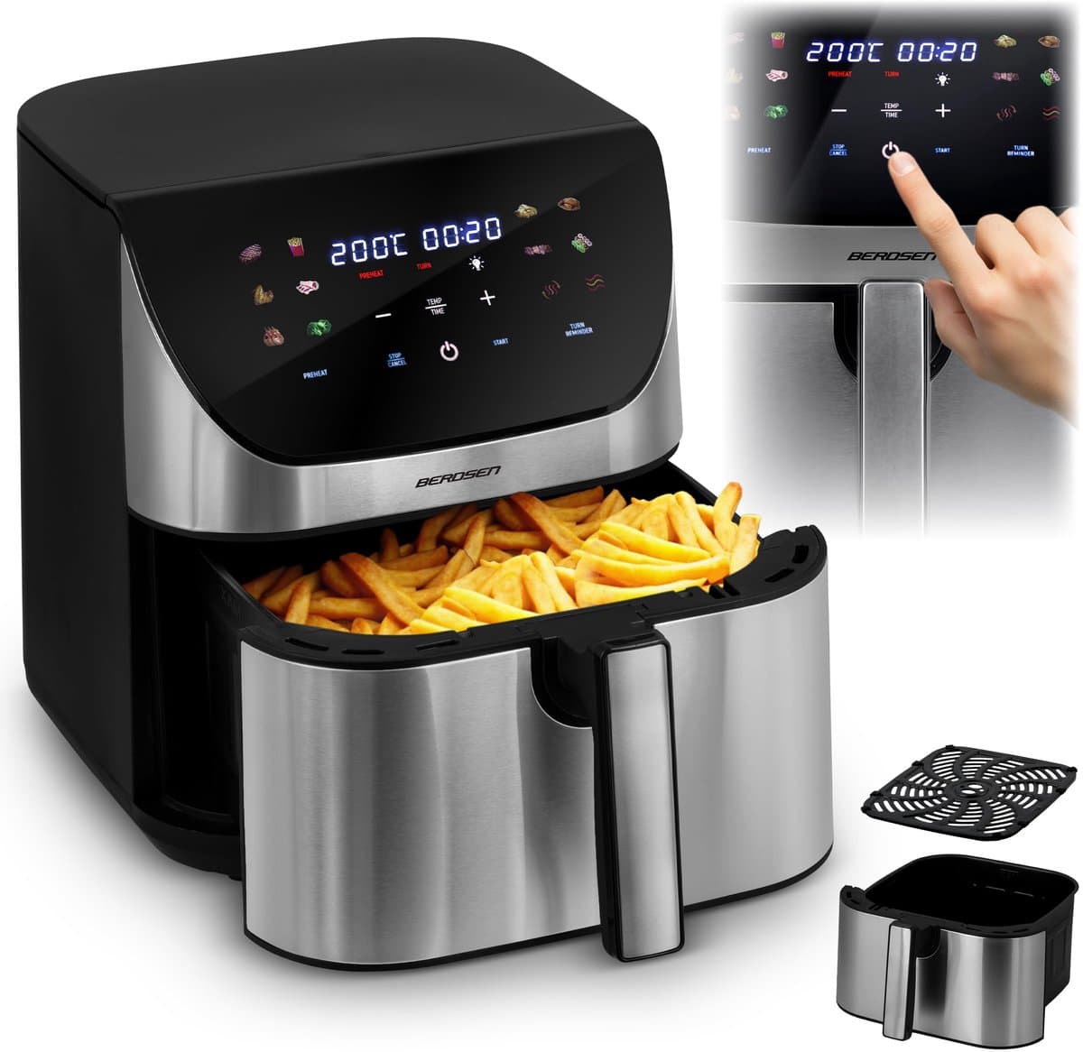 SnelShoppen - XXL Heteluchtfriteuse 8 liter Airfryer met Touchscreen, 1700W, 12 Kookprogramma's, Gezond Koken zonder Vet voor Keuken, Feest, en Gezinn — afbeelding 1