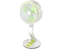 Kleine ventilator met verlichting – Opvouwbare ventilator (met ingebouwd licht) – 1600 mAh – 2-in-1 mini-bureauventilator en ledlamp met USB-poort; geschikt voor slaapkamers, kantoren, werkkamers en picknicks in de buitenlucht