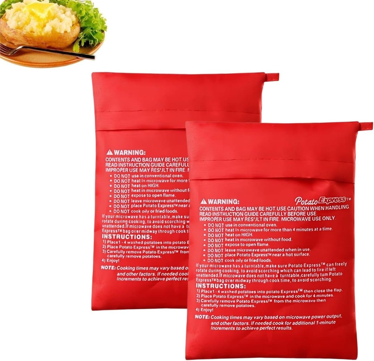 Magnetron aardappelzak, 2 stuks aardappelzak, potato bag magnetron, herbruikbare kooktas, aardappelzak - ShopVlot — afbeelding 1