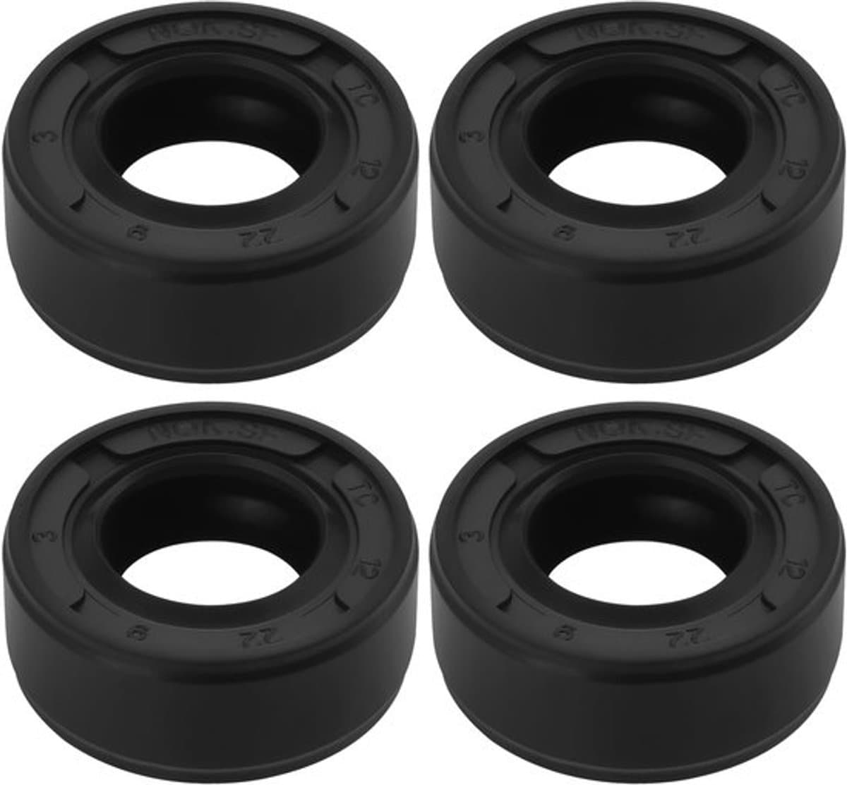 Olieafdichting 4 Stuks - Nitrilrubber - 12x22x9 mm - Geschikt voor Grasmaaier/Auto/Motorfiets/Truck - Zwart - Eenvoudig te Installeren - Keerring — afbeelding 1
