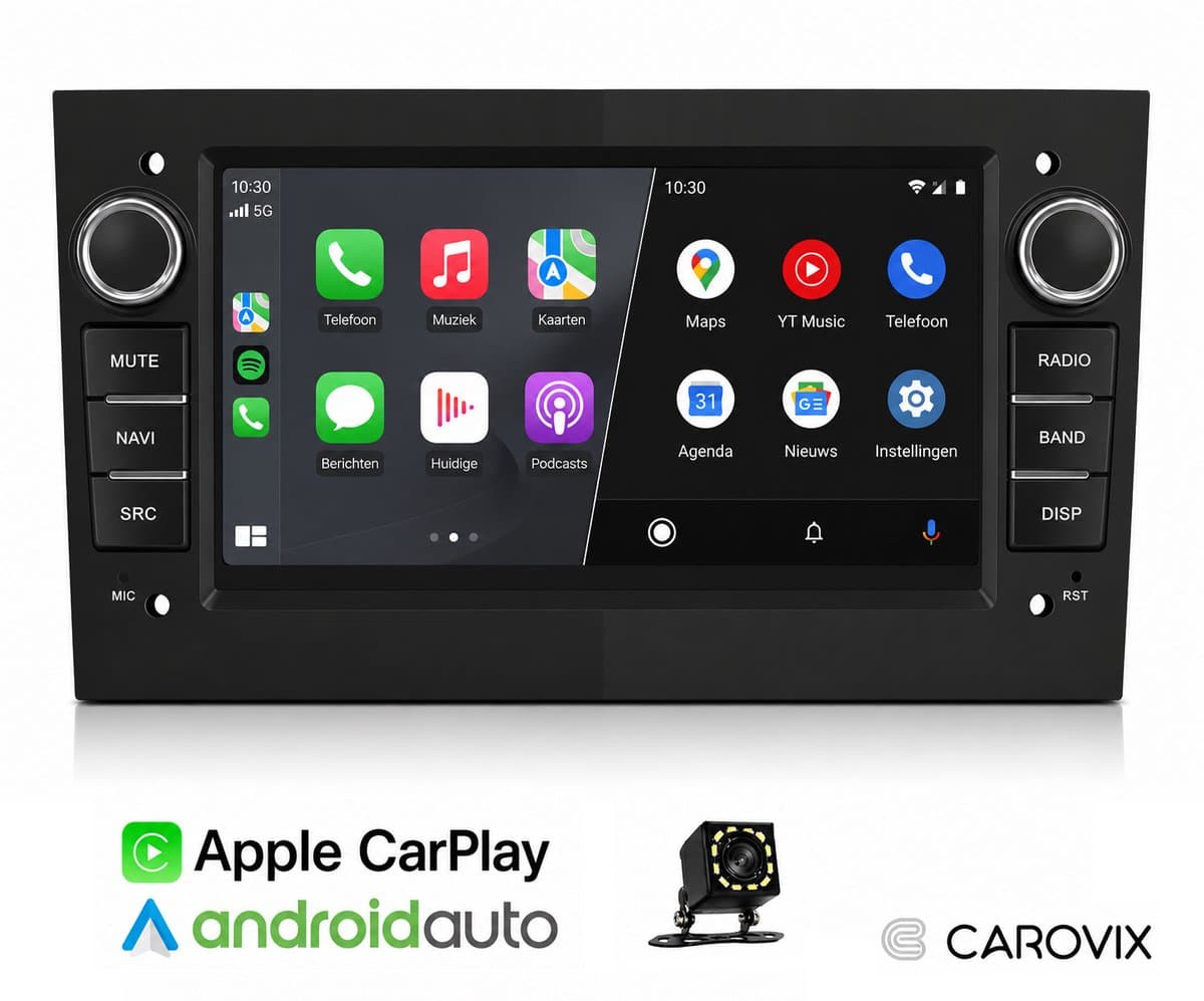 Carovix® Autoradio - Draadloos Apple Carplay & Android Auto - Geschikt voor Opel Astra H Corsa C & D Agila Combo Antara Vectra Zafira Meriva Vivaro Tigra - Navigatiesysteem - Bluetooth - USB - 7 Inch HD Touchscreen - Achteruitrijcamera — afbeelding 1