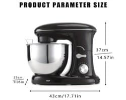 Keukenmixer – Mengmachine – Bakmixer – Deegkneder – Standmixer – 1400W Krachtige Motor – 4,5 Liter RVS Mengkom – Zwart