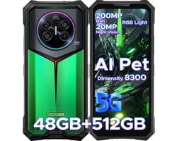 DOOGEE V50 5G - AI telefoon - Robuuste Smartphone - Android 16 - Dimensity 8300 - 48GB RAM + 512GB ROM / 2TB TF - 11000mAh/66W - RGB-sfeerlicht- 6,78 inch FHD+ - 200MP + 32MP -NFC - Face ID - Gemini AI -WIFI6E -Vingerafdrukherkenning - GPS