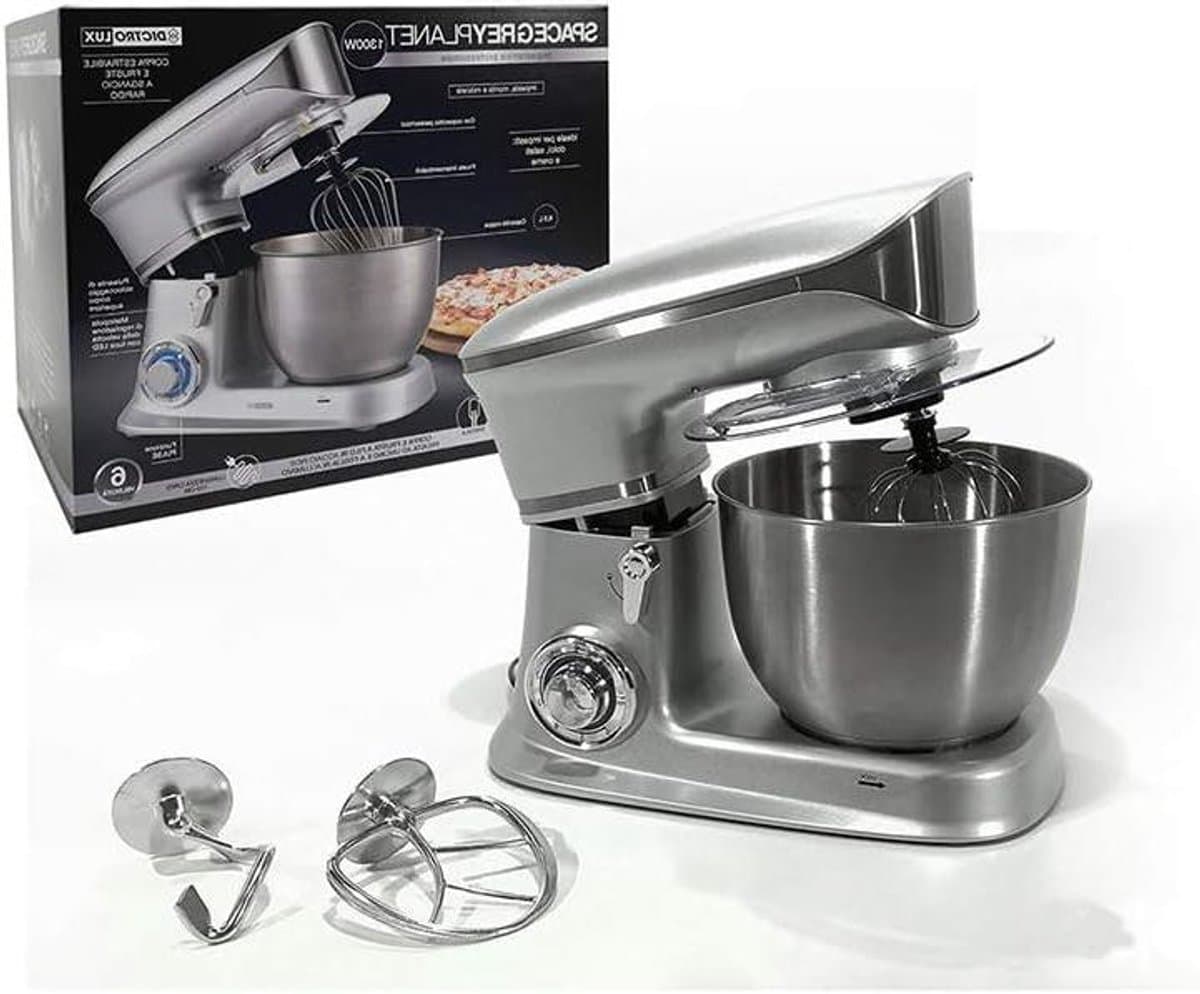Kneedmachine 1300W - Keukenmixer - Bakken Maken - Roestvrij Staal - 230 Volt - Grijs — afbeelding 1