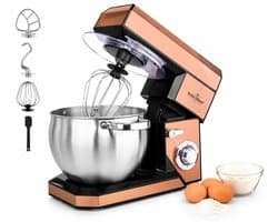 Swiss Haus® KM2285 Keukenmachine - 1500W Keukenrobot – 8.5L RVS Mengkom – 6 Snelheden + Pulse - Foodprocessor met Accessoires – Koper