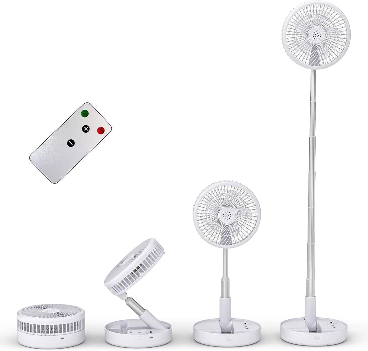 Opvouwbare Tafelventilator USB-C oplaadbaar – Draadloze Ventilator met Afstandsbediening, Stil, 4 Snelheden, 7200mAh Wit — afbeelding 1