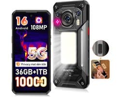 Robuuste smartphone - OUKITEL WP500 Ultra - 6,78'' FHD+ scherm - 32GB RAM - 1TB ROM - 10000 mAh 45W - 5G Dual SIM - warmtebeeldcamera - NFC GPS 2026 nieuw - Zwart