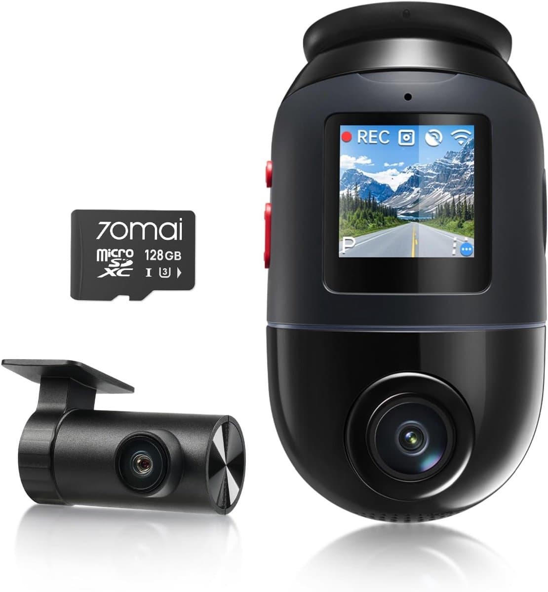 Dashcam voor auto - Zwart - Dual Channel 4K + 1080p - Met HDR Nachtzicht en 4G Connectiviteit - Voor Veilig Rijden en Parkeren — afbeelding 1
