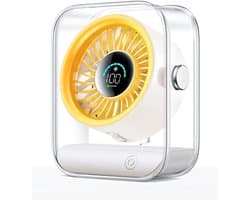 Bureau Ventilator - Usb-Bureauventilator - Stille Tafelventilator - Zuinige Tafelventilator - Met Turbo-Luchtstroom - 100 Snelheden - 90° Draaibaar - Voor Slaapkamer, Thuiskantoor en Op Reis - Ivoorwit + Geel