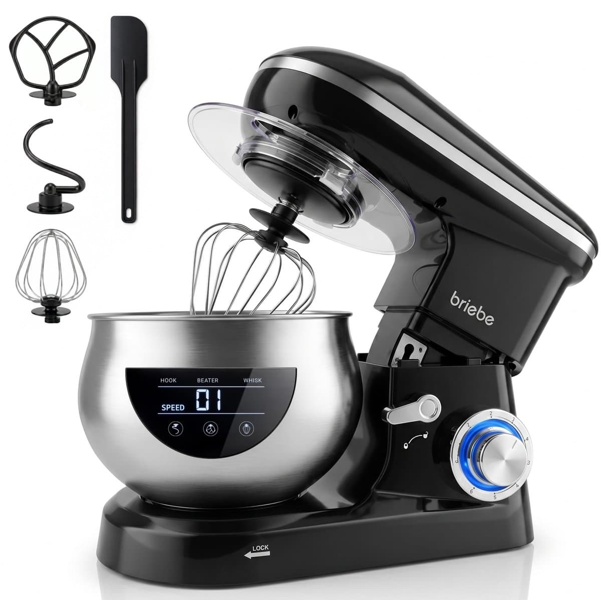 SnelShoppen - Professionele Keukenmachine 1800W Max, Kneedmachine met 5L Kom, 6 Snelheden, Pulsfunctie, Orbitale Beweging, LED-Touchscreen voor Keuken — afbeelding 1