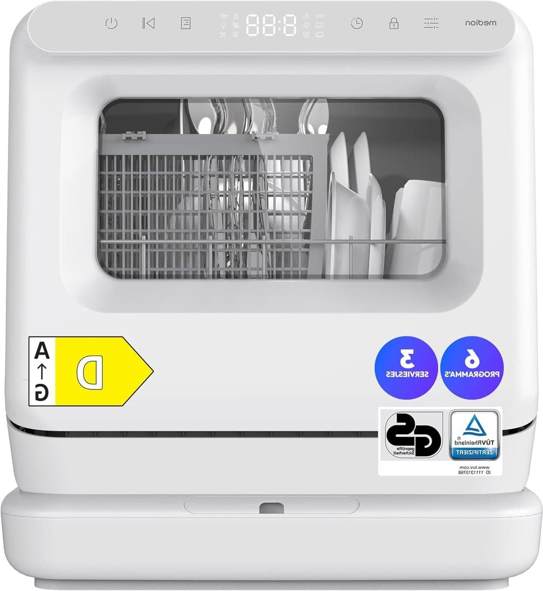 Mini Vaatwasser - Tafelmodel Vaatwasser - Kleine Keukens - 3 Aansluitmogelijkheden - 3 Couvert - Wit — afbeelding 1