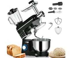 Keukenmixer - Keukenmachine - Bakken en koken - 5-in-1 multifunctioneel - 10L kom - Zwart
