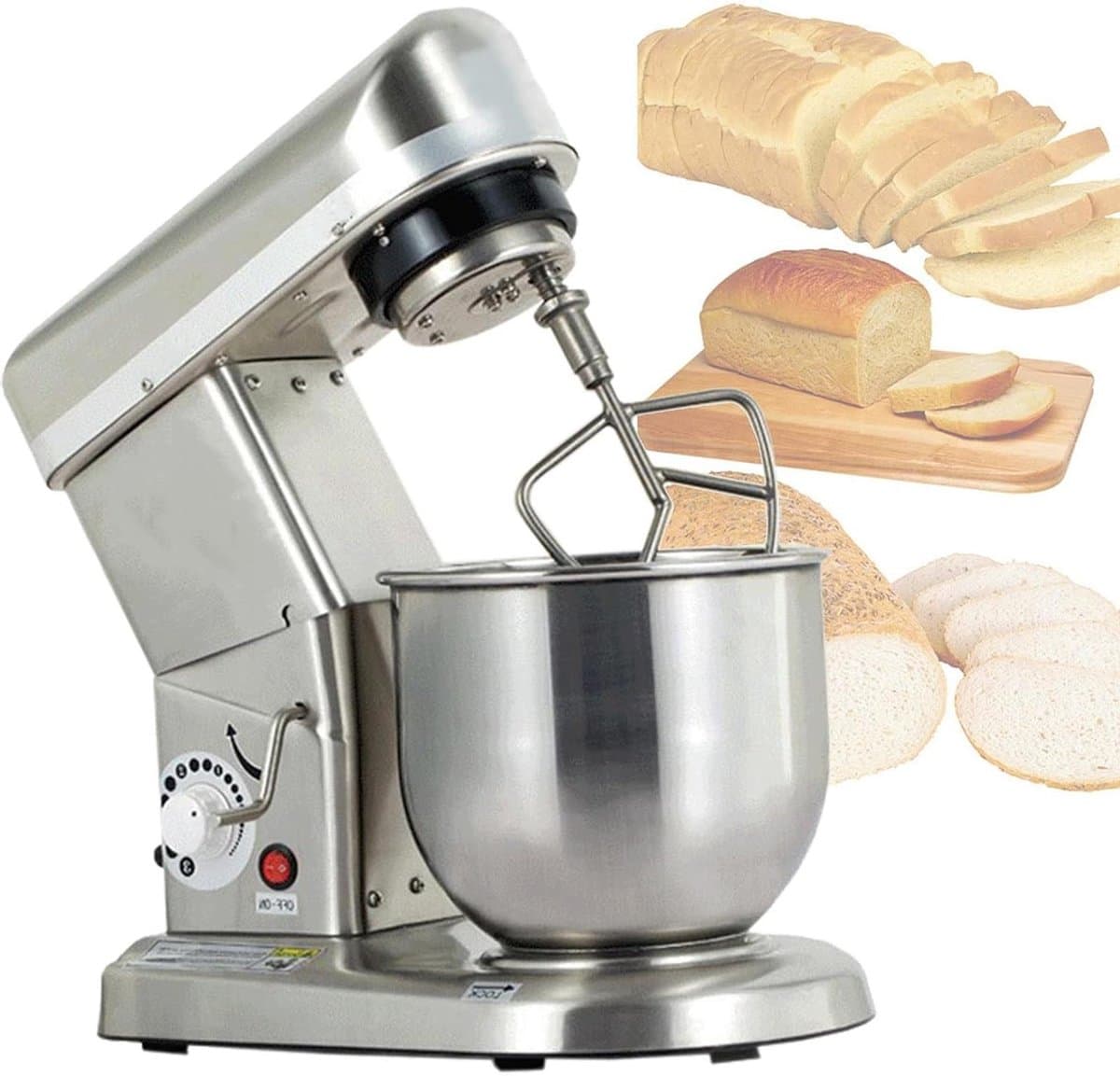 Keukenmixer - Standmixer Deegmixer - Bakken en Koken - 3 Snelheden Kantelkop - 7L Kom - Zilver — afbeelding 1